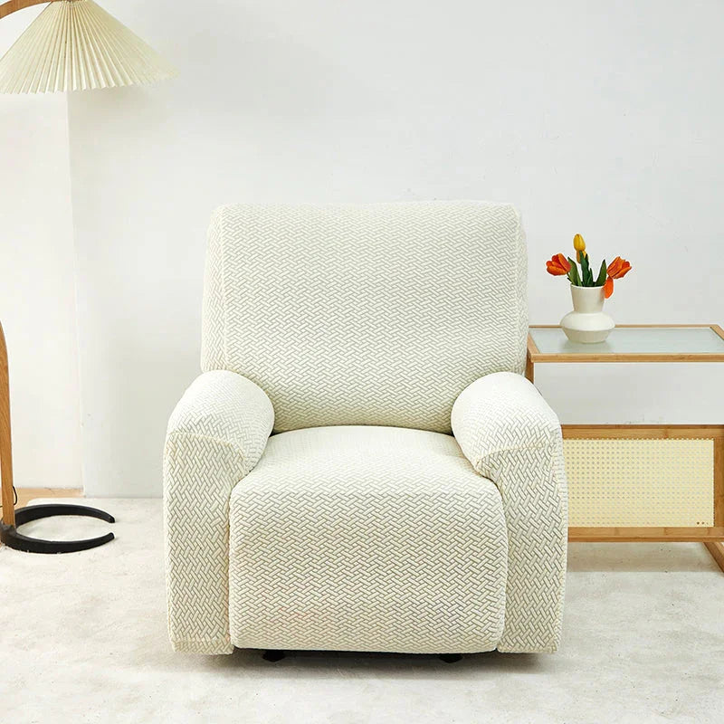 Housse de fauteuil relax Jacquard entrelacé · Beige · Extensible