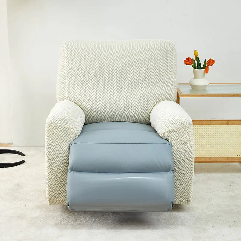 Housse de fauteuil relax Jacquard entrelacé · Beige · Extensible (vue 5)