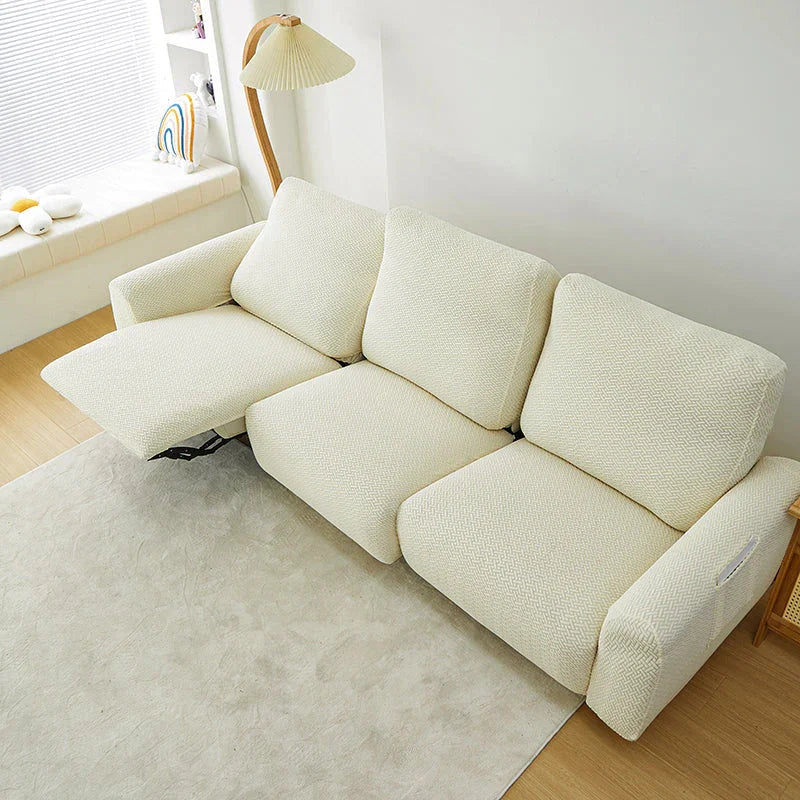 Housse de fauteuil relax Jacquard entrelacé · Beige · Extensible (vue 7)
