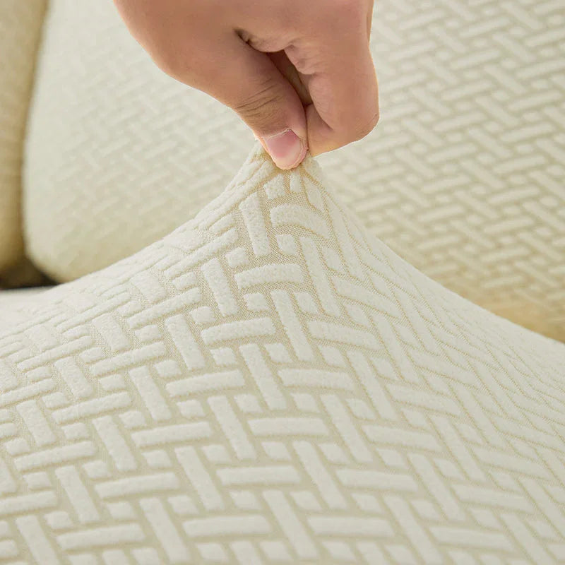 Housse de fauteuil relax Jacquard entrelacé · Beige · Extensible (vue 9)