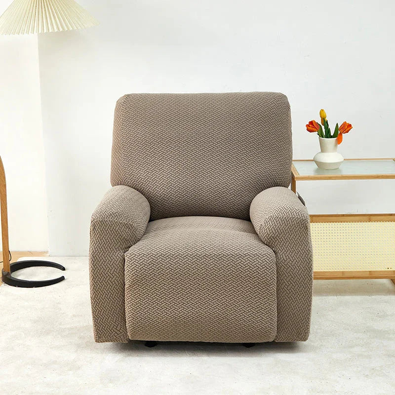 Housse de fauteuil relax Jacquard entrelacé · Marron · Extensible