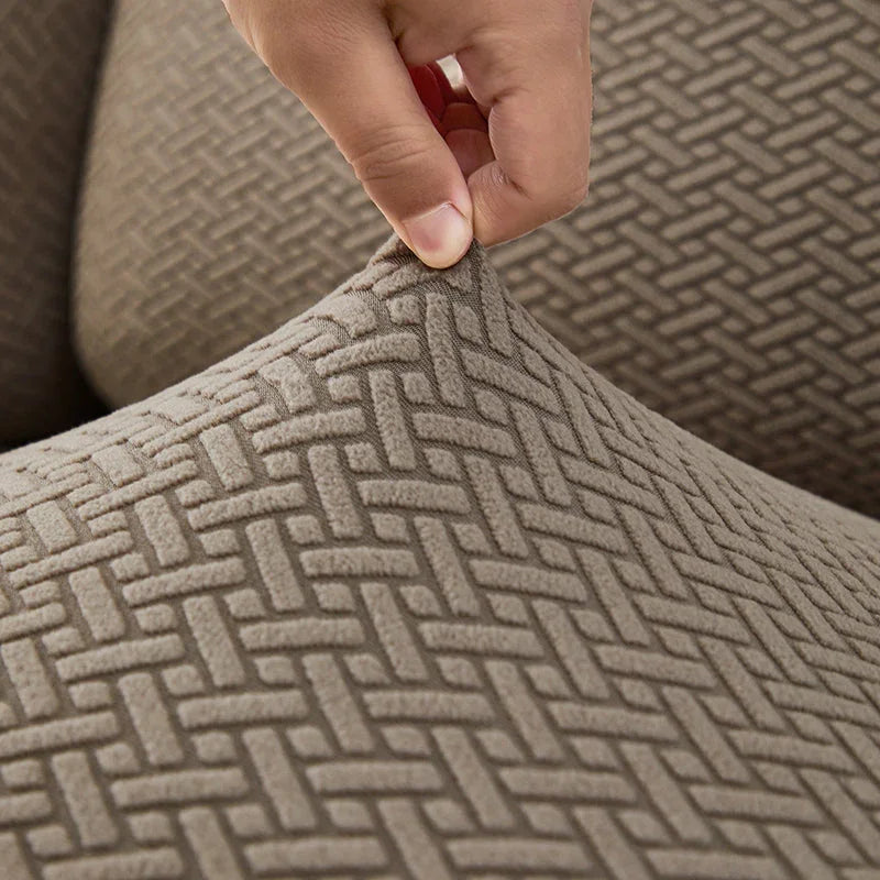 Housse de fauteuil relax Jacquard entrelacé · Marron · Extensible (vue 10)