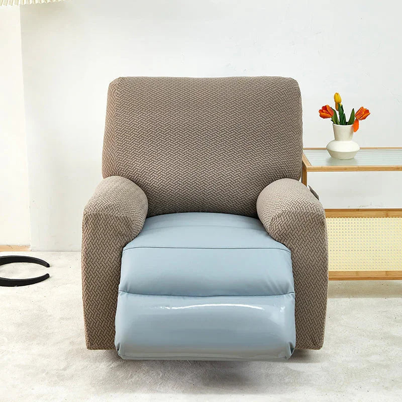 Housse de fauteuil relax Jacquard entrelacé · Marron · Extensible (vue 5)