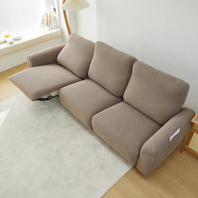 Housse de fauteuil relax Jacquard entrelacé · Marron · Extensible (vue 8)
