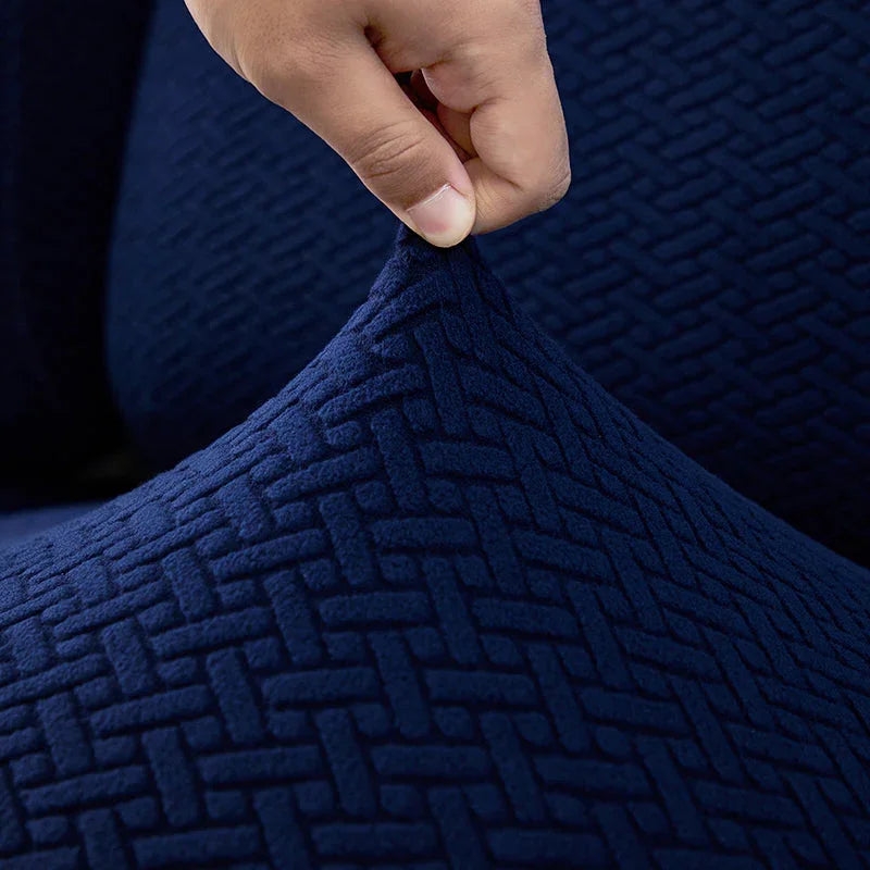 Housse de fauteuil relax Jacquard entrelacé · Bleu foncé · Extensible (vue 10)