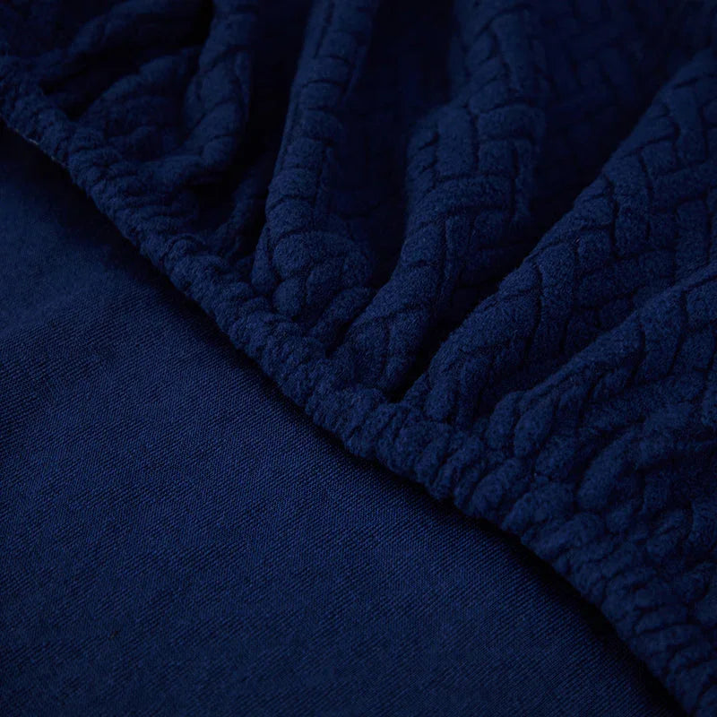 Housse de fauteuil relax Jacquard entrelacé · Bleu foncé · Extensible (vue 11)