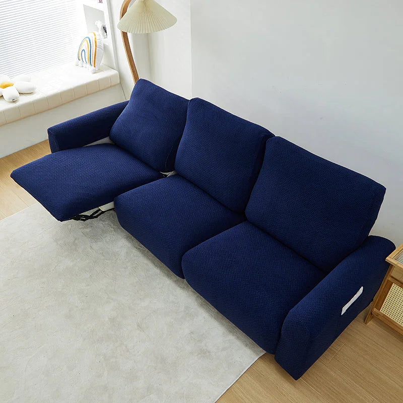 Housse de fauteuil relax Jacquard entrelacé · Bleu foncé · Extensible (vue 8)