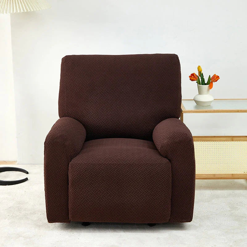 Housse de fauteuil relax Jacquard entrelacé · Marron foncé · Extensible