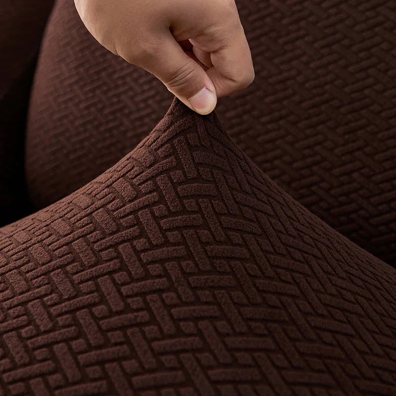 Housse de fauteuil relax Jacquard entrelacé · Marron foncé · Extensible (vue 10)
