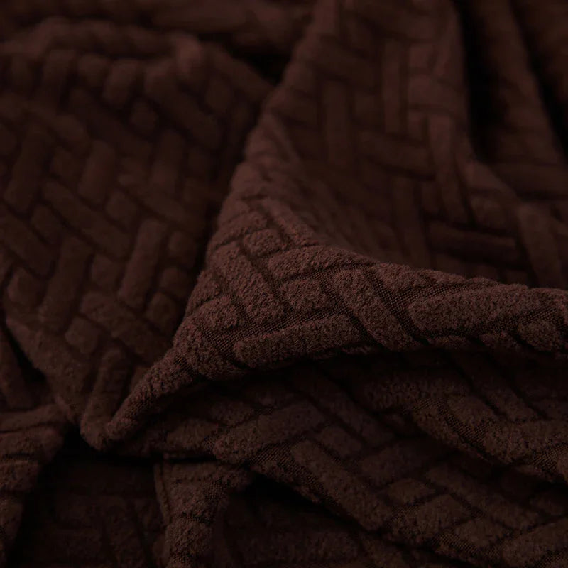 Housse de fauteuil relax Jacquard entrelacé · Marron foncé · Extensible (vue 11)