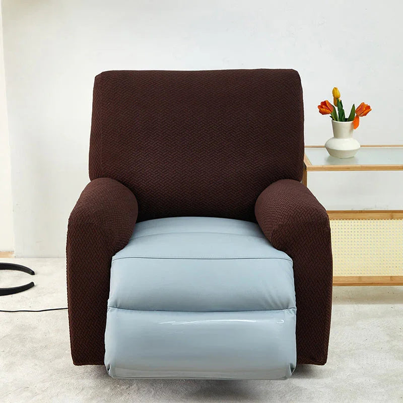Housse de fauteuil relax Jacquard entrelacé · Marron foncé · Extensible (vue 5)