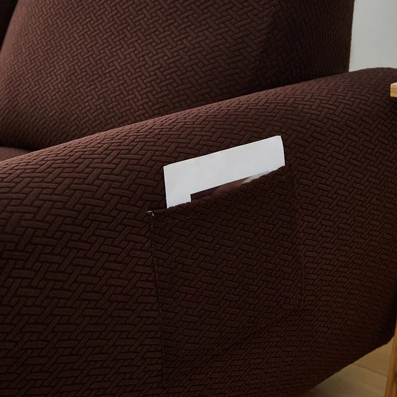 Housse de fauteuil relax Jacquard entrelacé · Marron foncé · Extensible (vue 7)