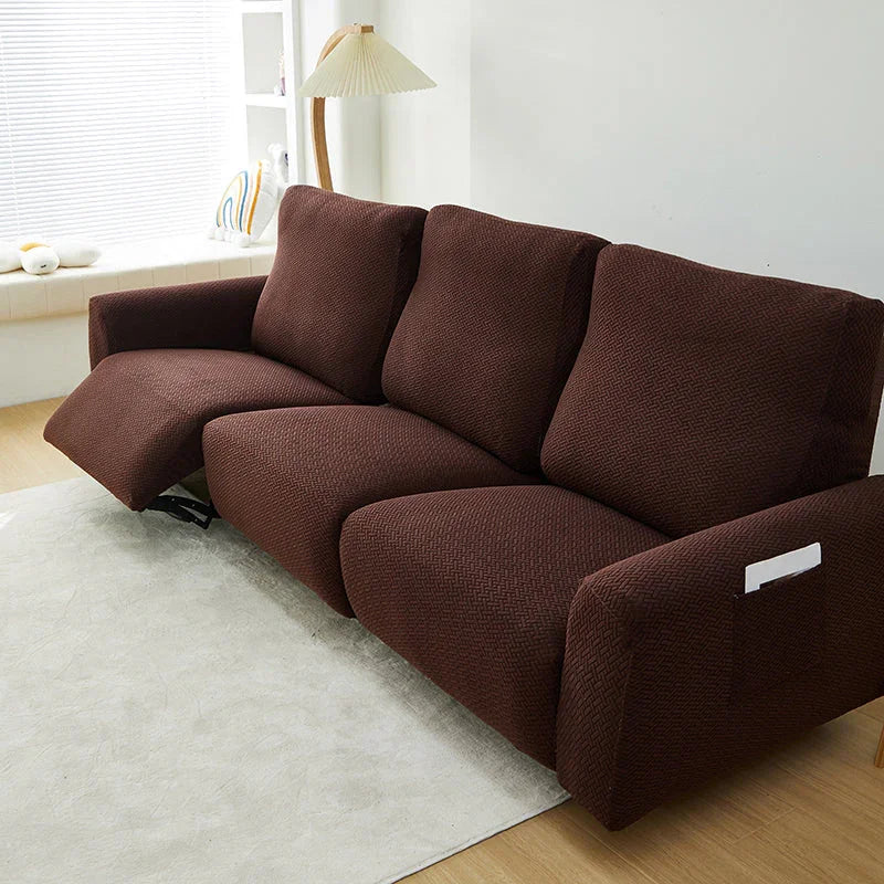 Housse de fauteuil relax Jacquard entrelacé · Marron foncé · Extensible (vue 8)