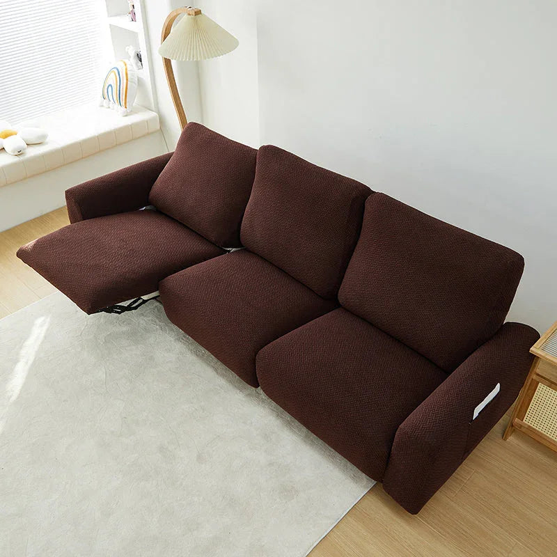 Housse de fauteuil relax Jacquard entrelacé · Marron foncé · Extensible (vue 9)
