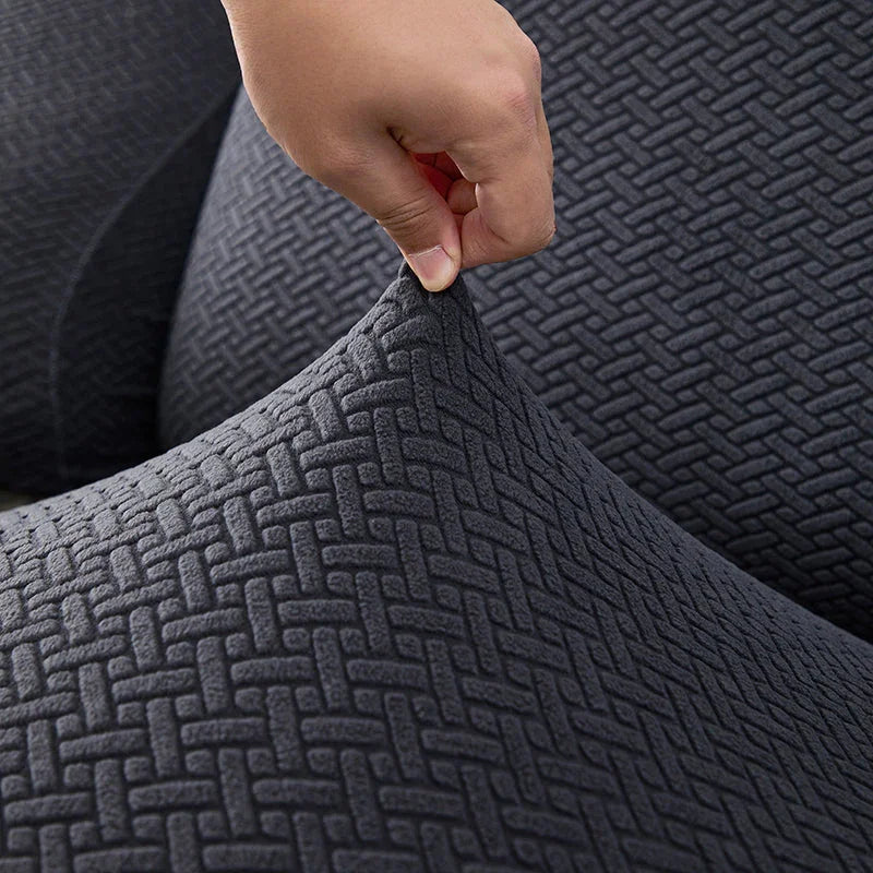 Housse de fauteuil relax Jacquard entrelacé · Gris foncé · Extensible (vue 10)