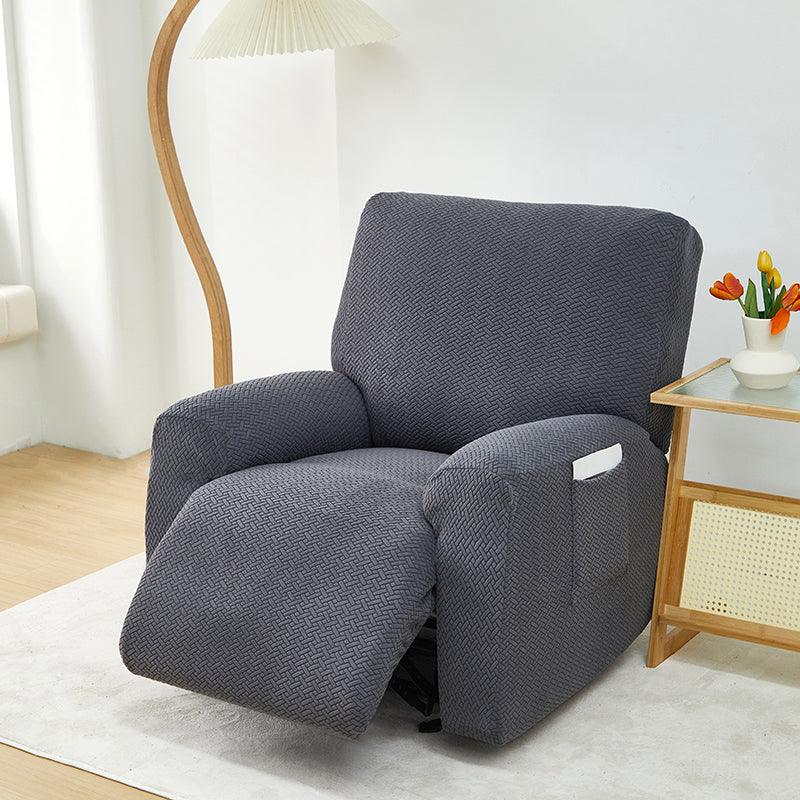 Housse de fauteuil relax Jacquard entrelacé · Gris foncé · Extensible (vue 2)