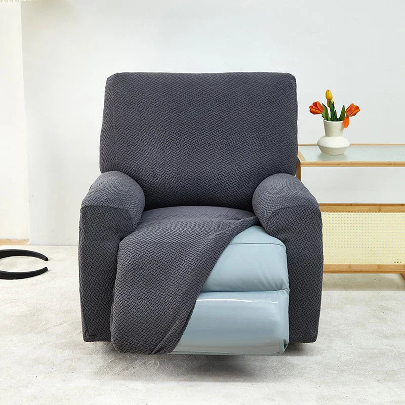 Housse de fauteuil relax Jacquard entrelacé · Gris foncé · Extensible (vue 4)