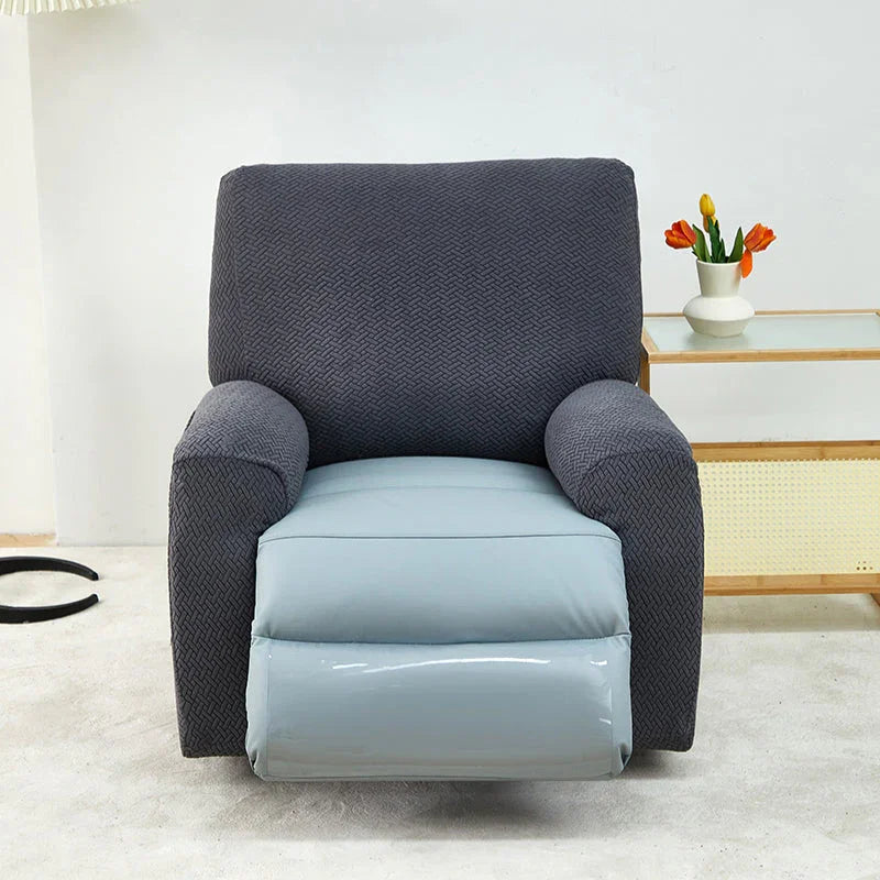 Housse de fauteuil relax Jacquard entrelacé · Gris foncé · Extensible (vue 5)