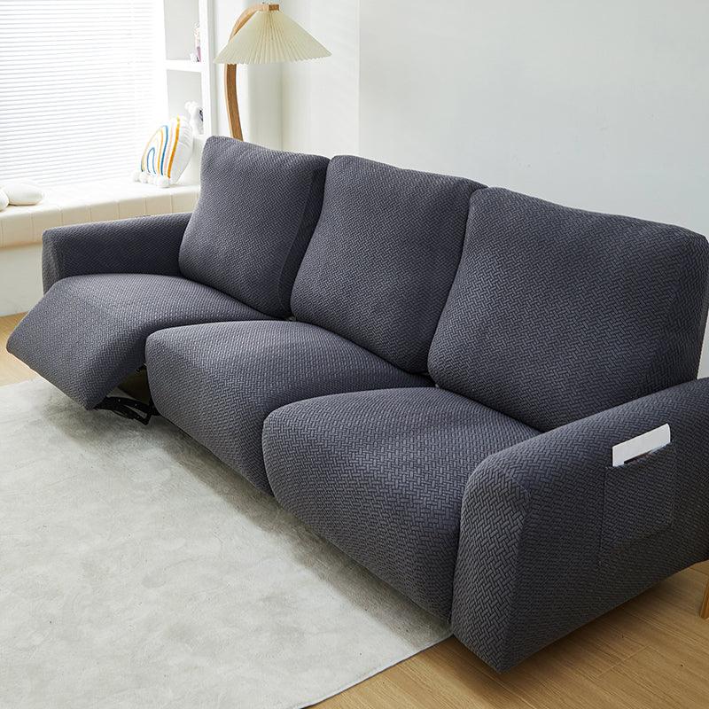 Housse de fauteuil relax Jacquard entrelacé · Gris foncé · Extensible (vue 8)