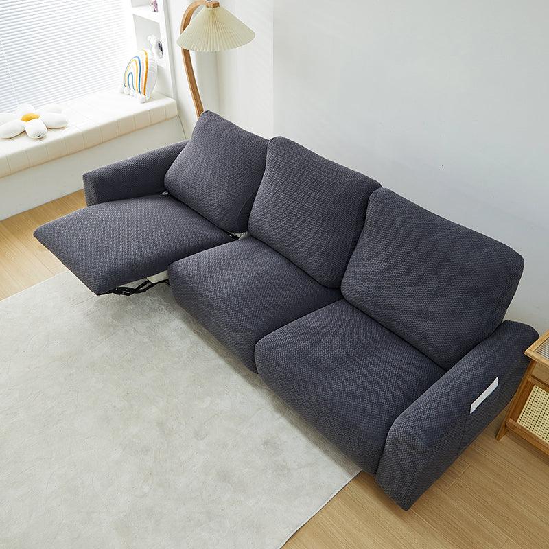 Housse de fauteuil relax Jacquard entrelacé · Gris foncé · Extensible (vue 9)