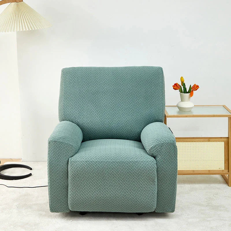 Housse de fauteuil relax Jacquard entrelacé · Vert foncé · Extensible