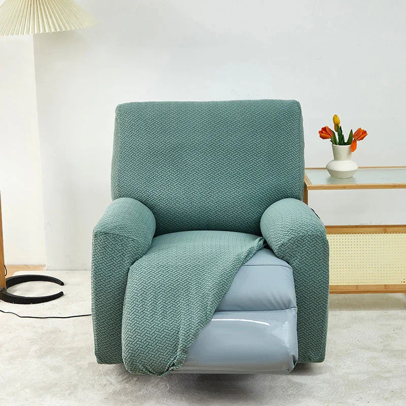 Housse de fauteuil relax Jacquard entrelacé · Vert foncé · Extensible (vue 4)