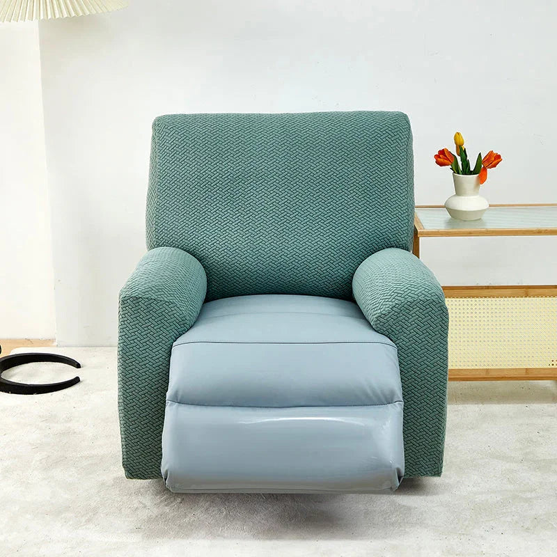 Housse de fauteuil relax Jacquard entrelacé · Vert foncé · Extensible (vue 5)