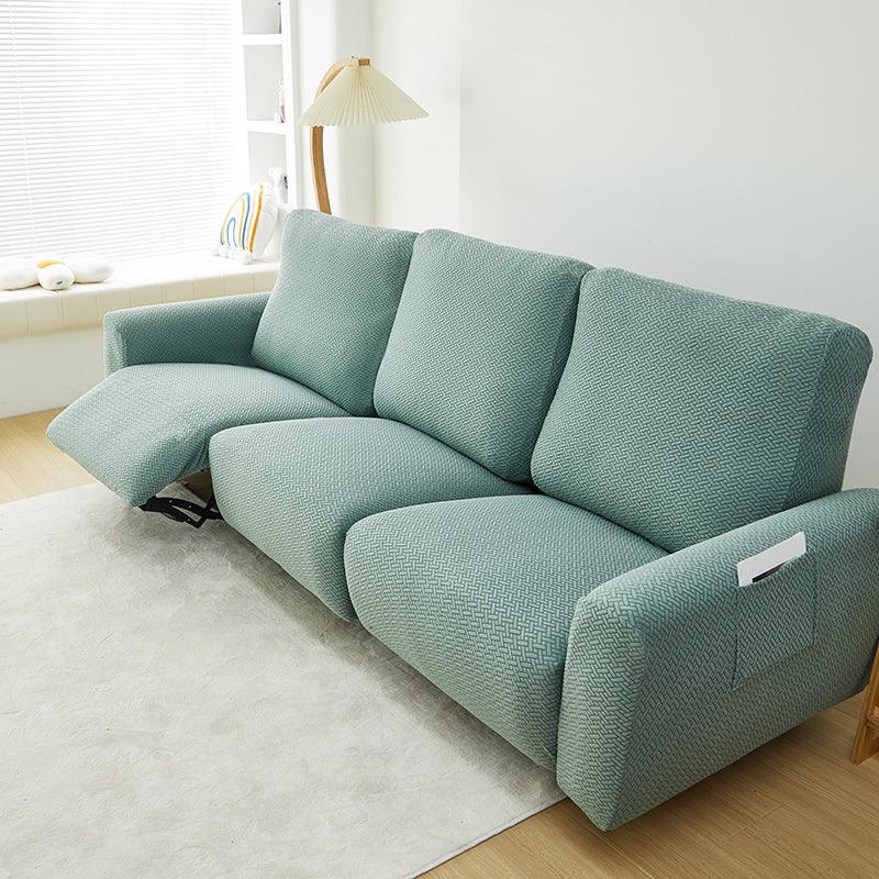 Housse de fauteuil relax Jacquard entrelacé · Vert foncé · Extensible (vue 9)