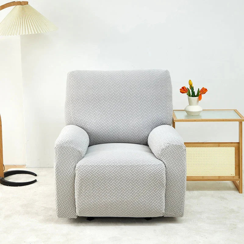 Housse de fauteuil relax Jacquard entrelacé · Gris clair · Extensible