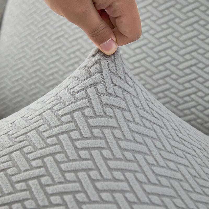 Housse de fauteuil relax Jacquard entrelacé · Gris clair · Extensible (vue 10)