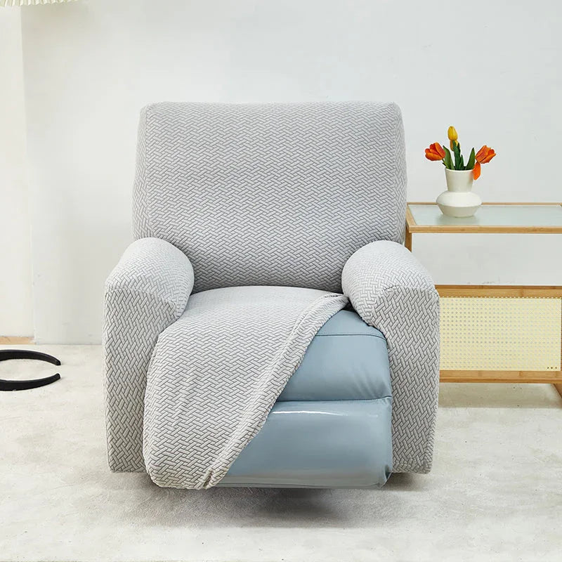 Housse de fauteuil relax Jacquard entrelacé · Gris clair · Extensible (vue 4)
