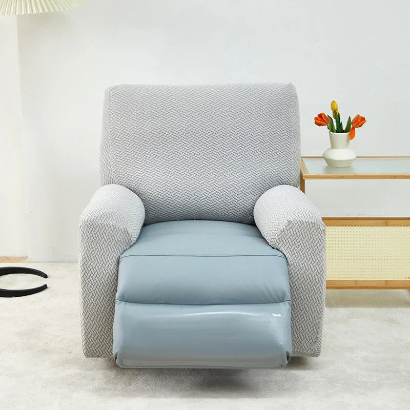 Housse de fauteuil relax Jacquard entrelacé · Gris clair · Extensible (vue 5)