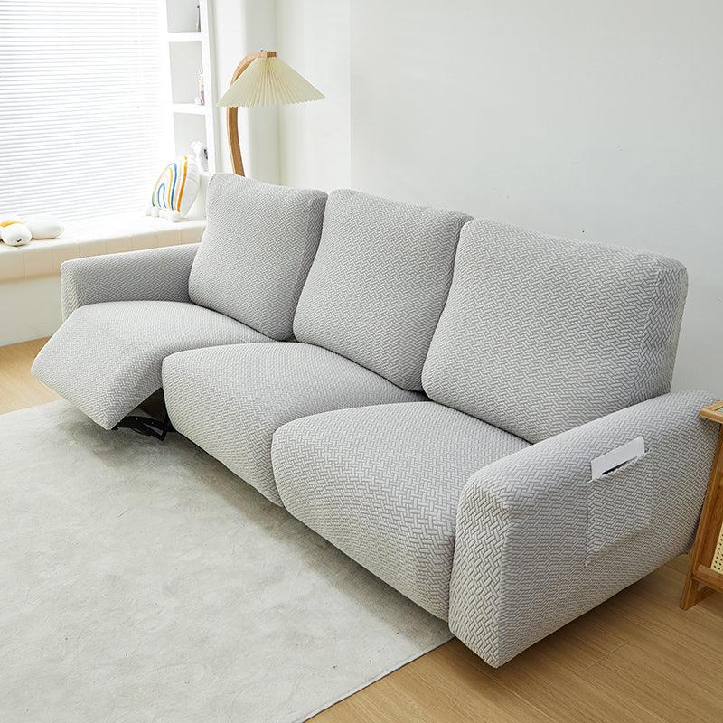 Housse de fauteuil relax Jacquard entrelacé · Gris clair · Extensible (vue 8)