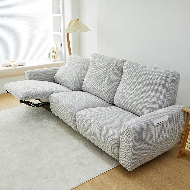 Housse de fauteuil relax Jacquard entrelacé · Gris clair · Extensible (vue 9)