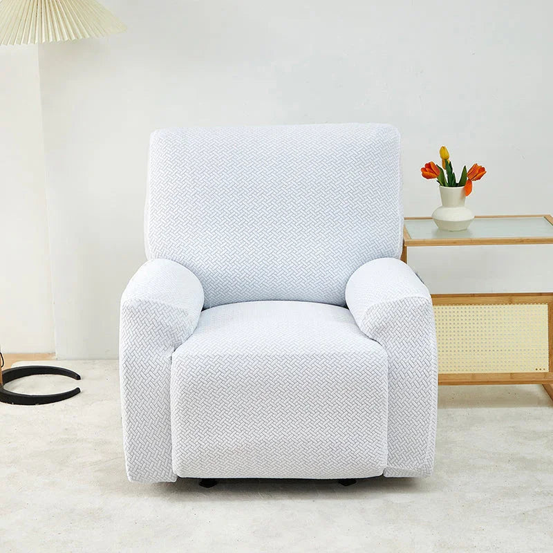 Housse de fauteuil relax Jacquard entrelacé · Blanc · Extensible