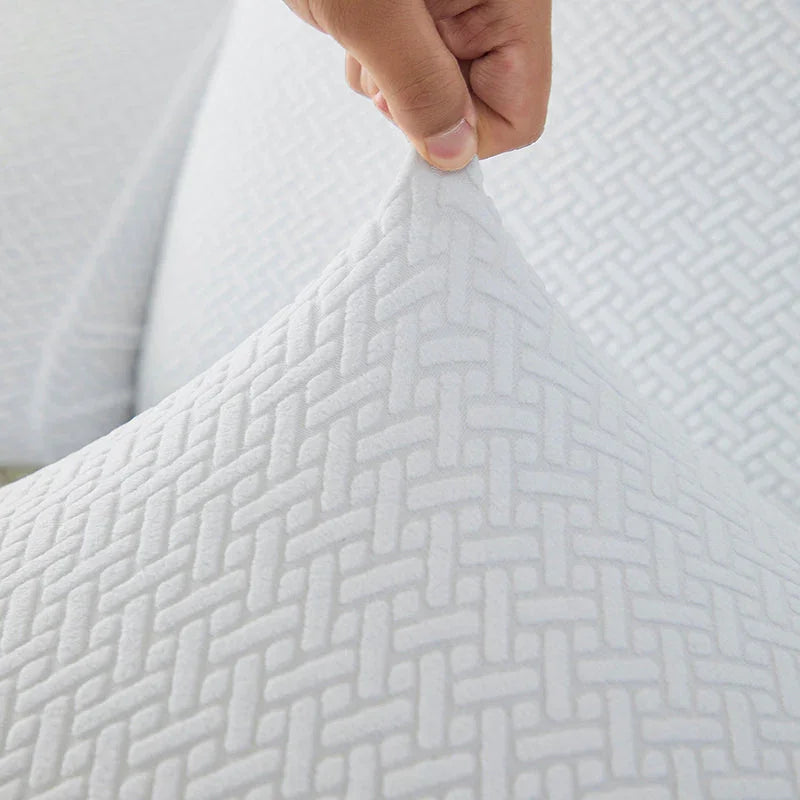 Housse de fauteuil relax Jacquard entrelacé · Blanc · Extensible (vue 10)