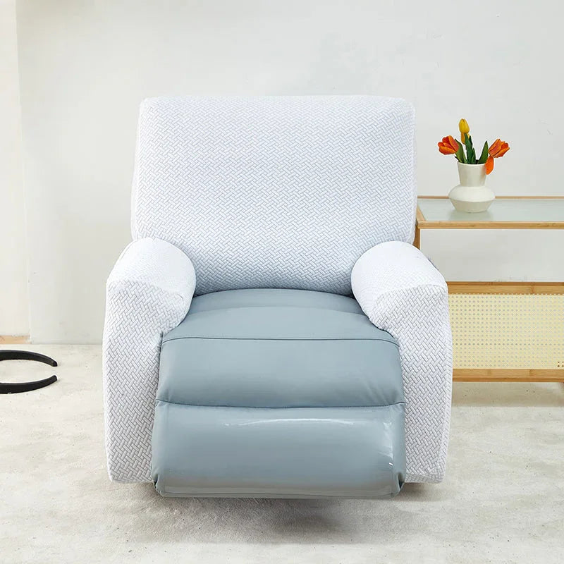 Housse de fauteuil relax Jacquard entrelacé · Blanc · Extensible (vue 6)