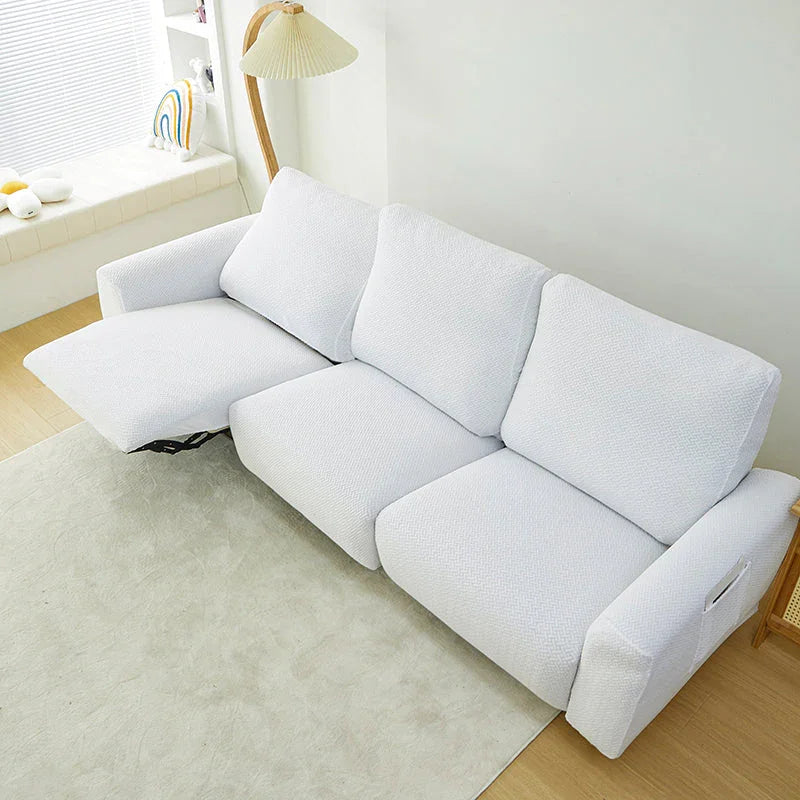 Housse de fauteuil relax Jacquard entrelacé · Blanc · Extensible (vue 8)