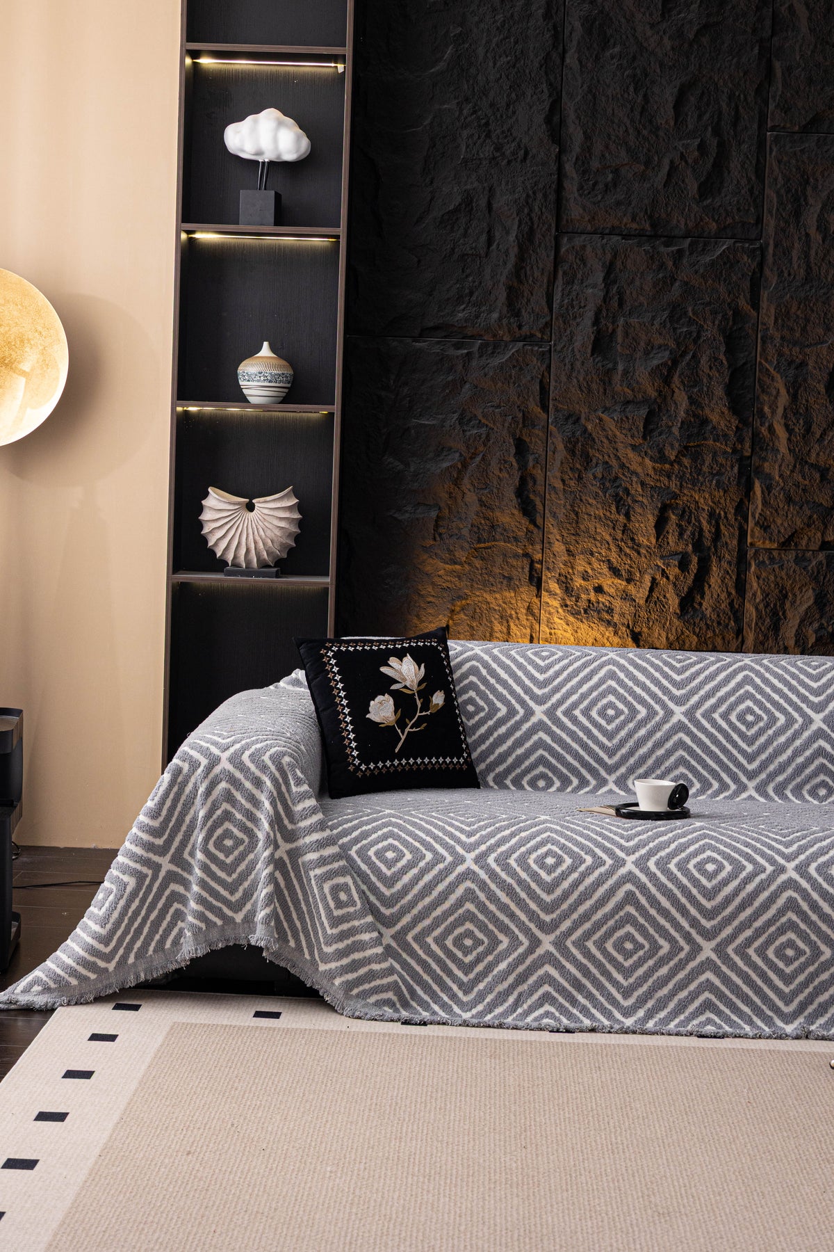 Plaid Atlas Geo · Gris perle (vue 10)