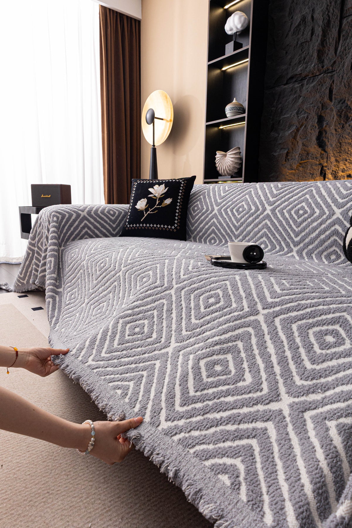 Plaid Atlas Geo · Gris perle (vue 2)
