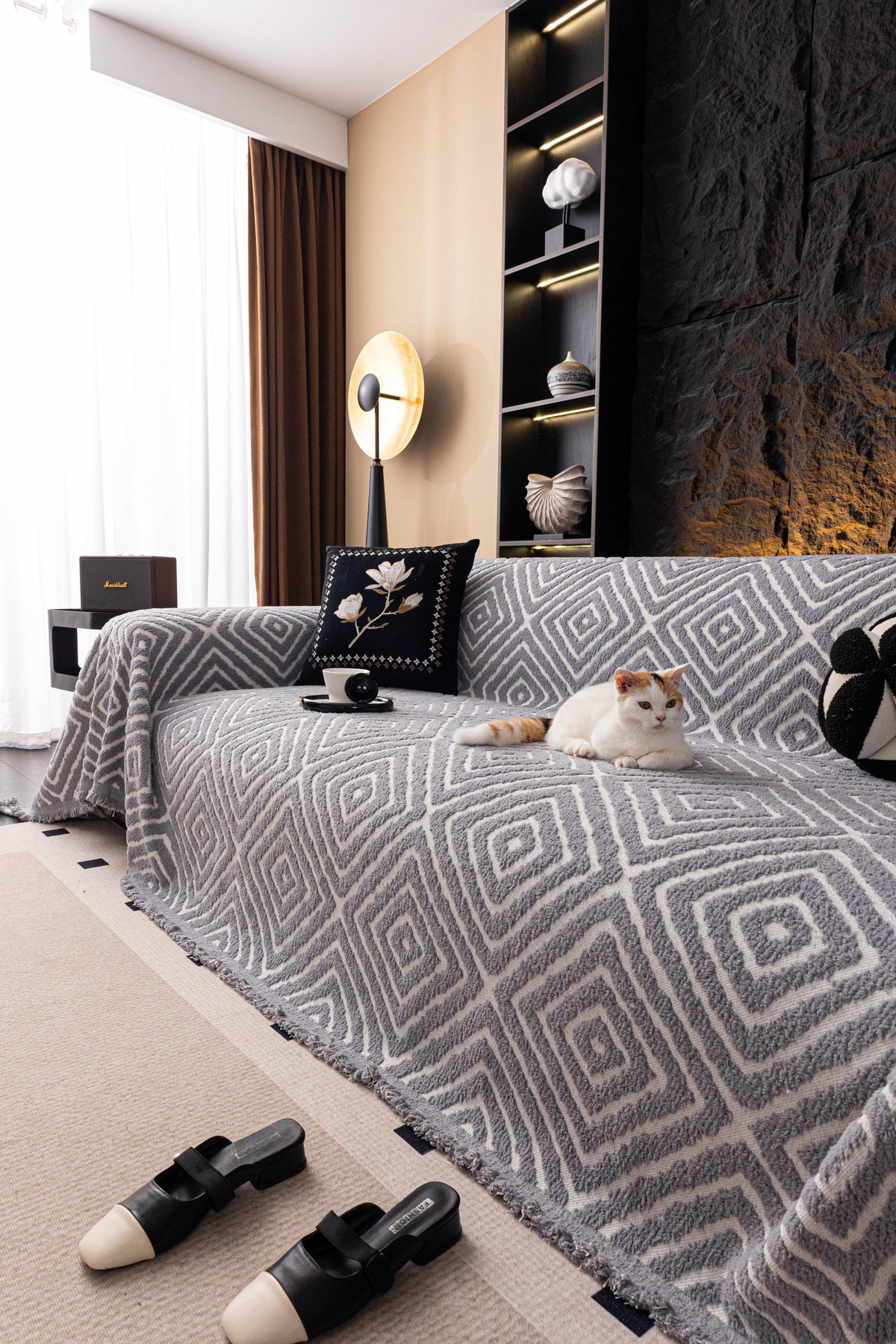 Plaid Atlas Geo · Gris perle (vue 3)