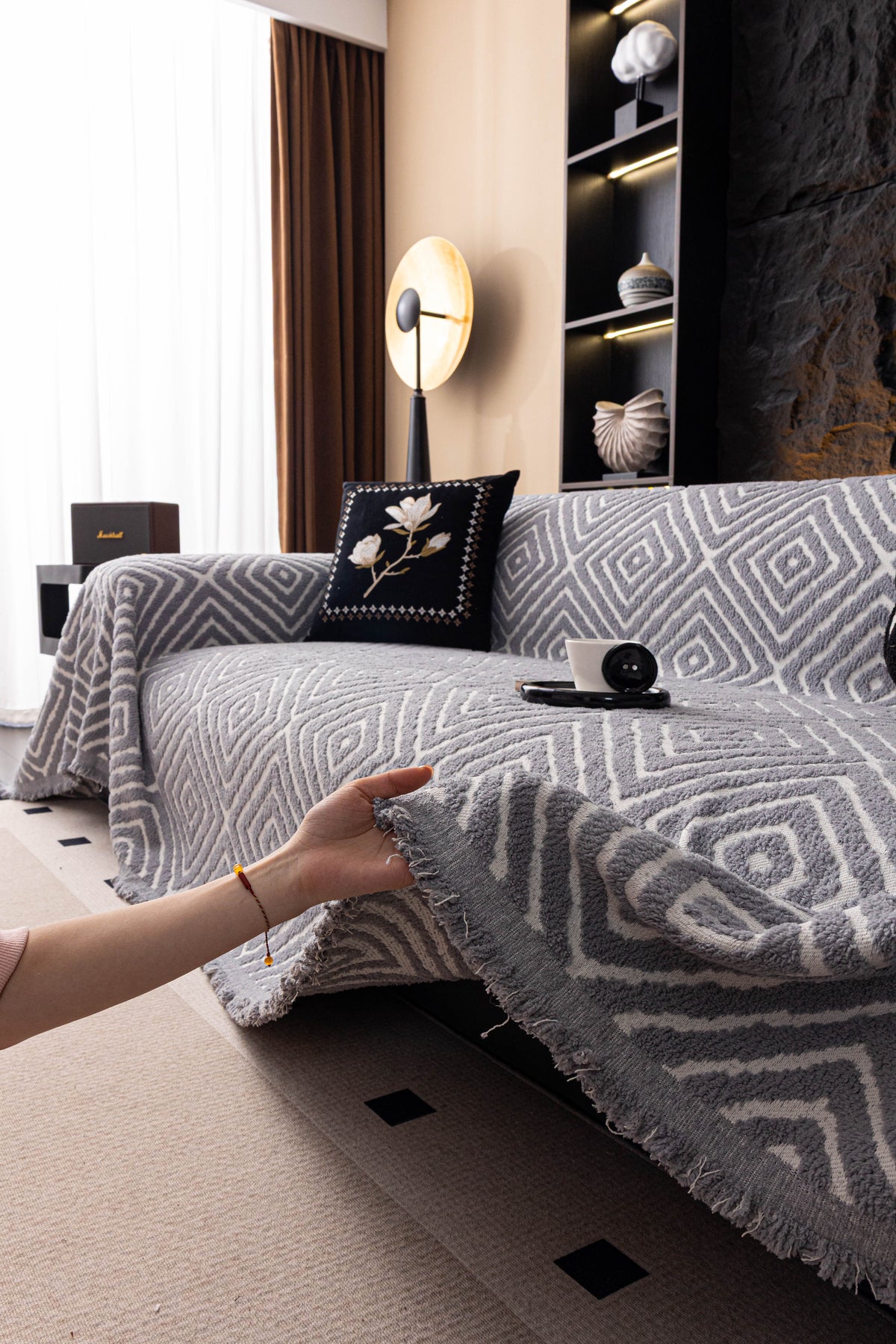 Plaid Atlas Geo · Gris perle (vue 5)