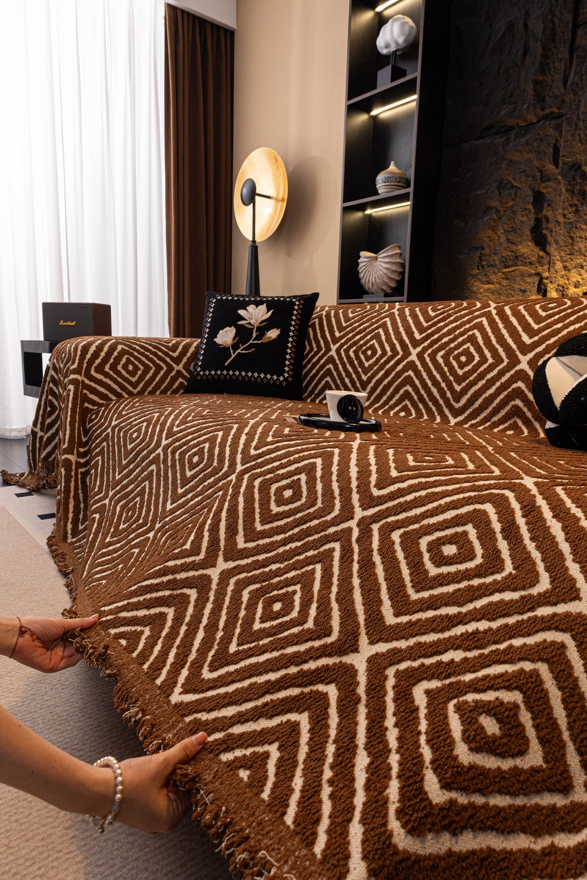 Plaid Atlas Geo · Marron chocolat (vue 2)