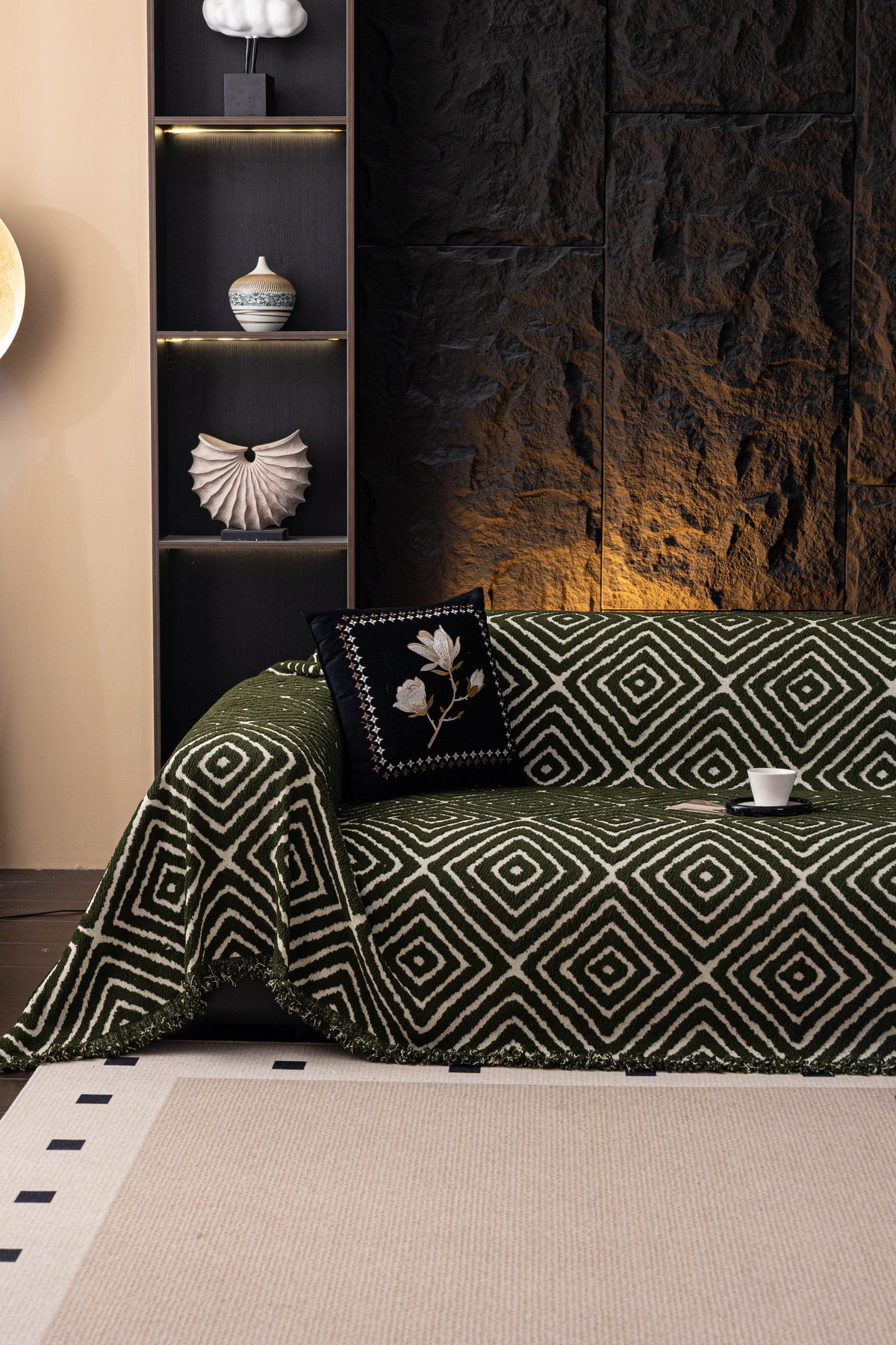 Plaid Atlas Geo · Vert foncé (vue 10)
