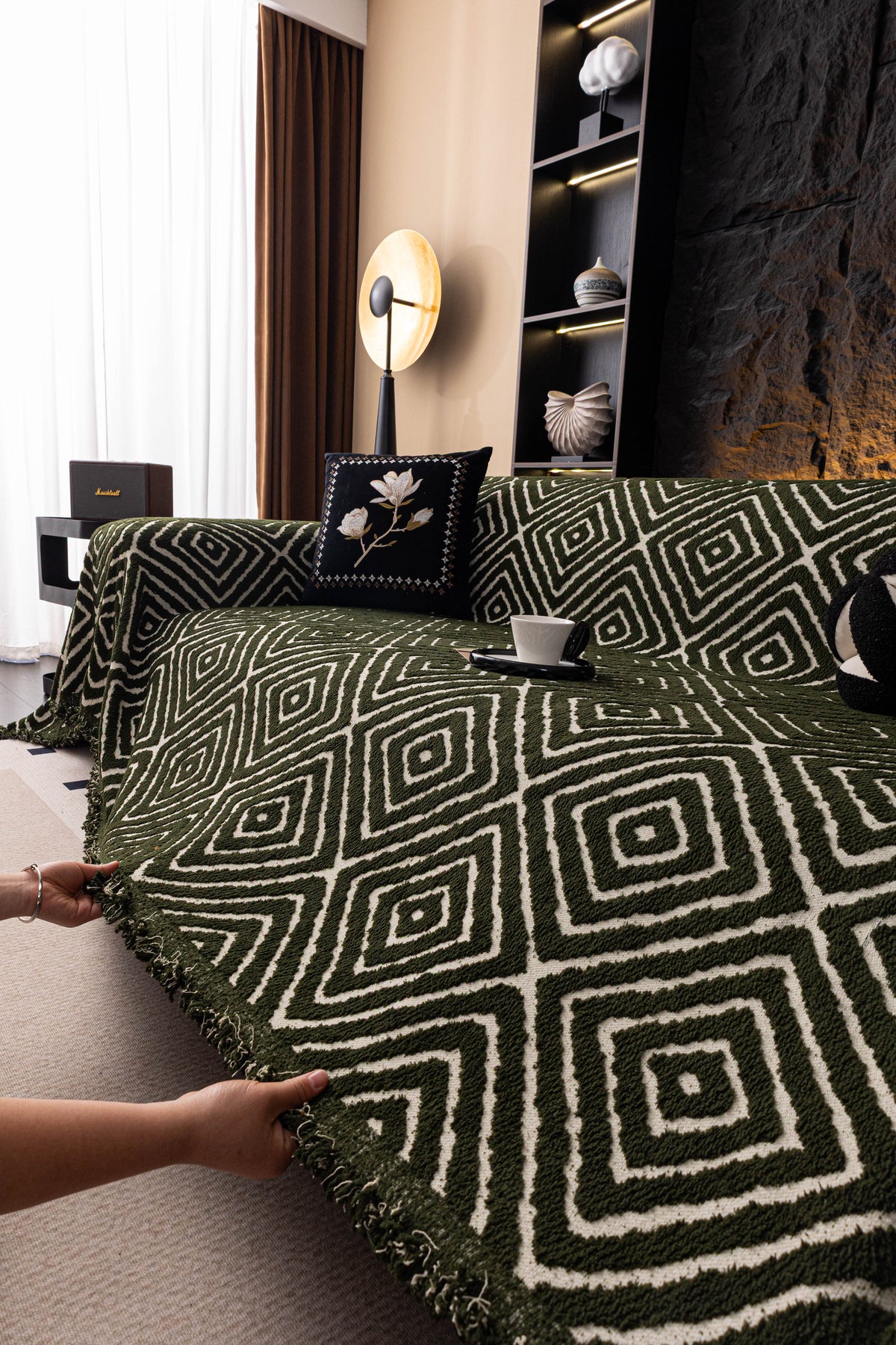 Plaid Atlas Geo · Vert foncé (vue 2)