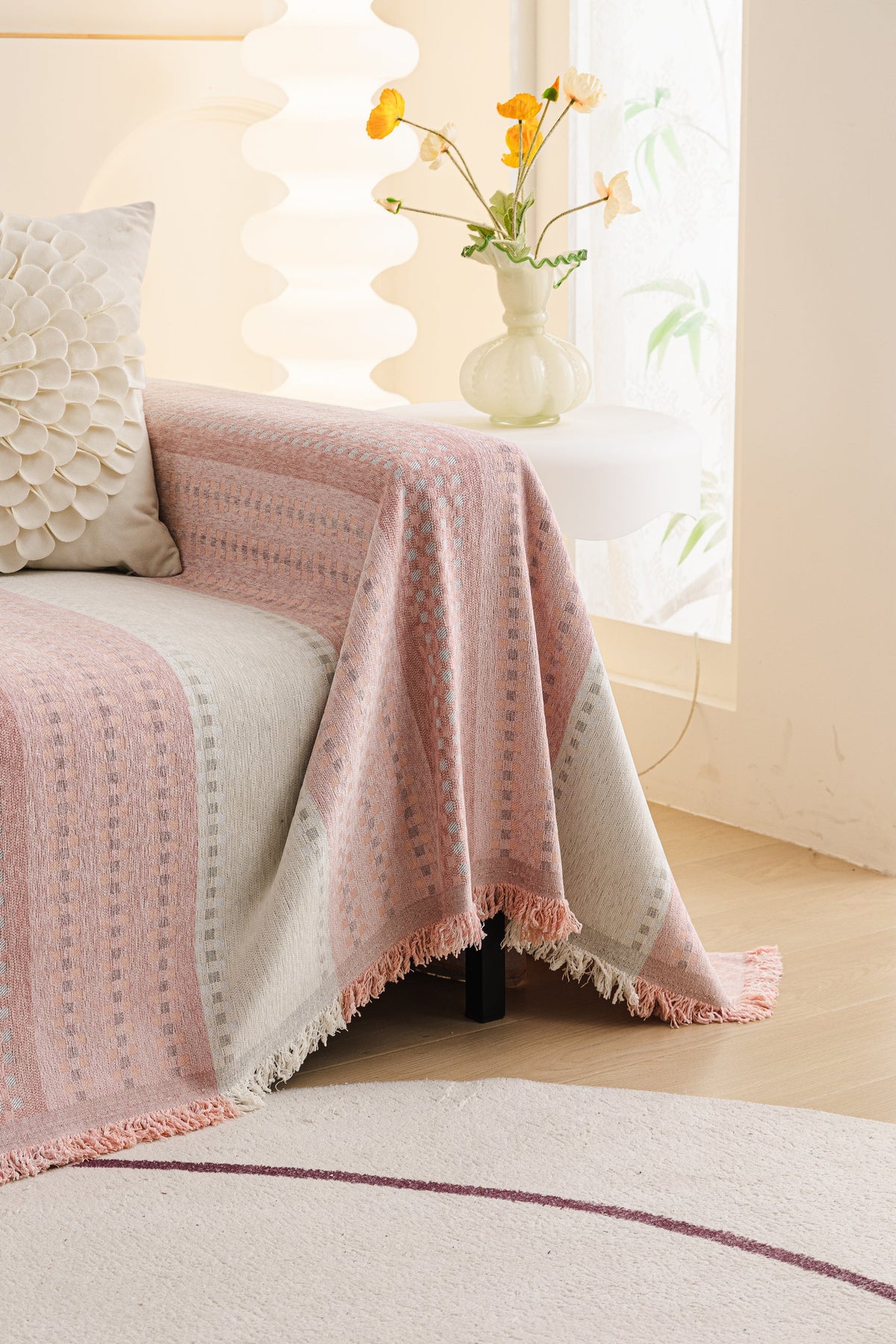 Plaid Casella · Rose (vue 4)