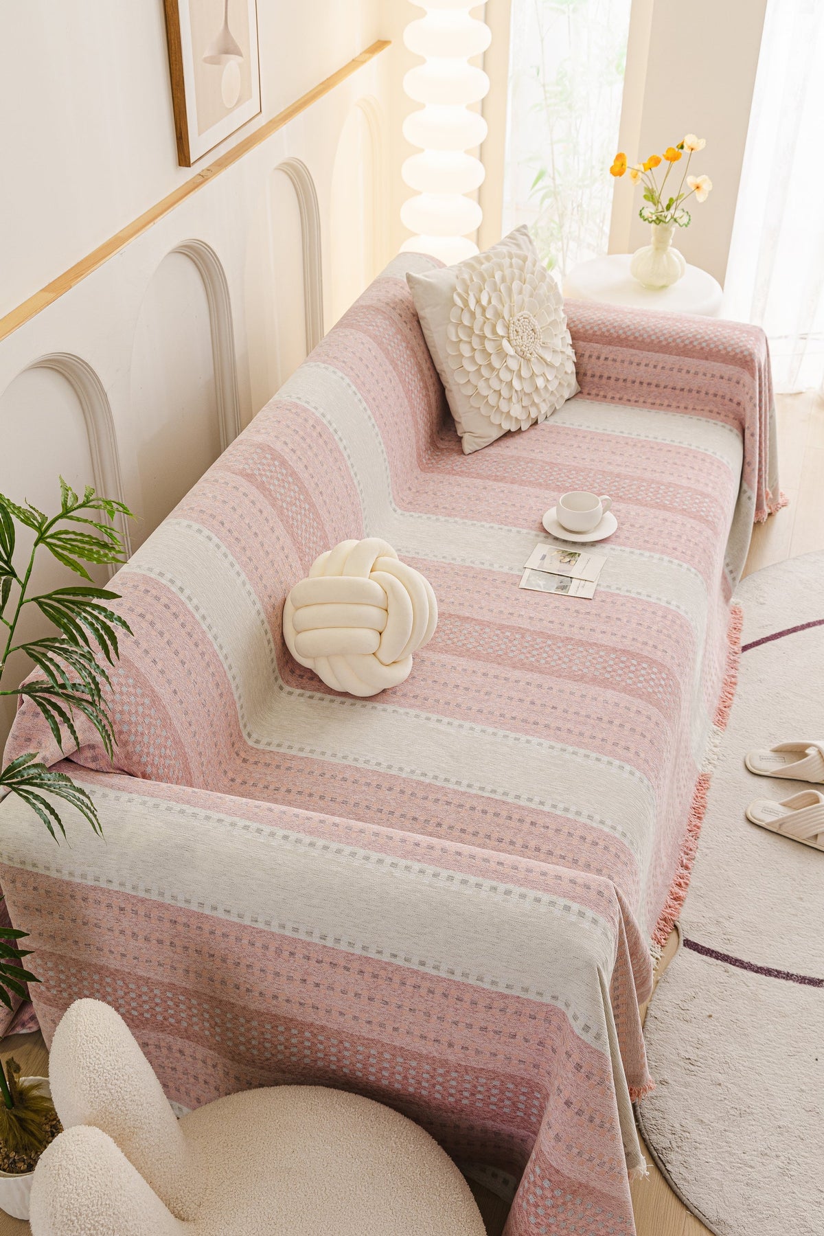 Plaid Casella · Rose (vue 5)