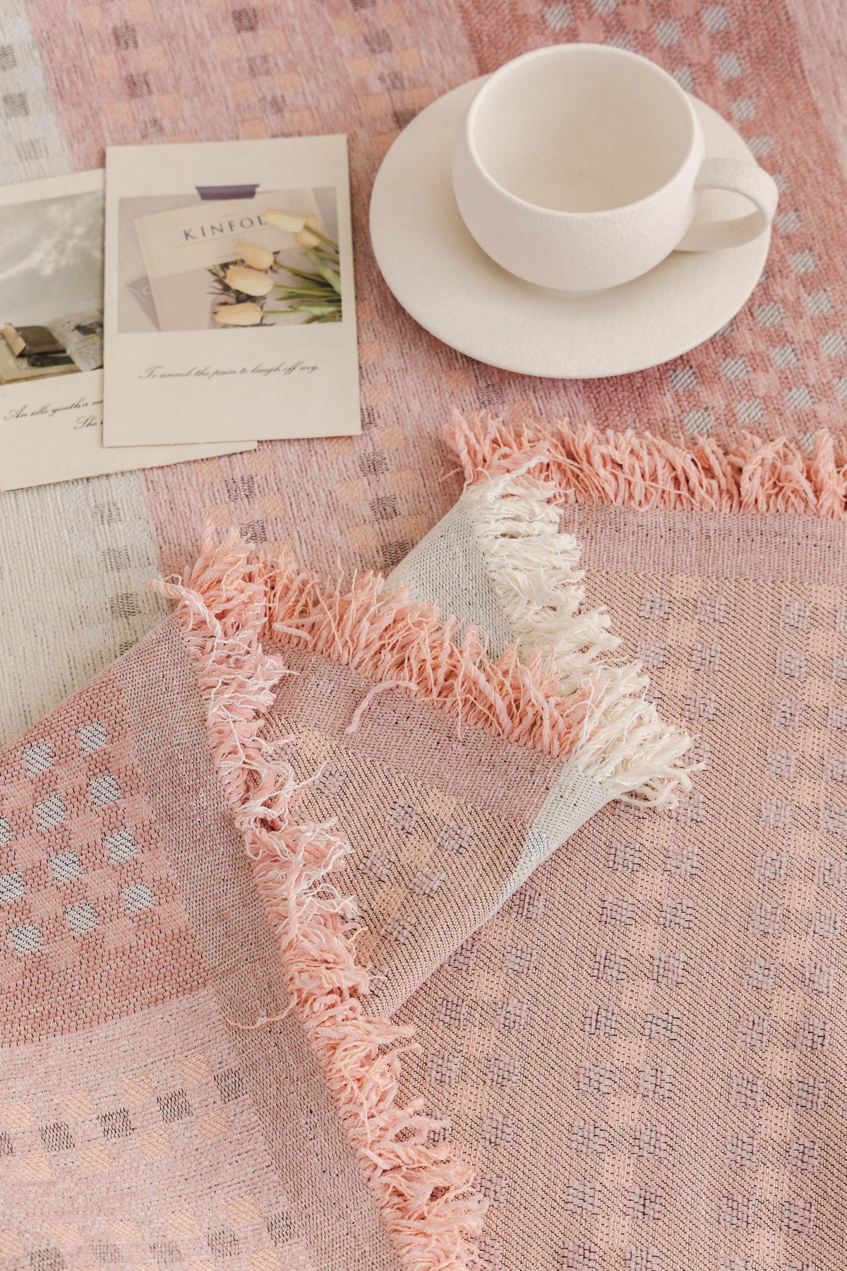 Plaid Casella · Rose (vue 6)