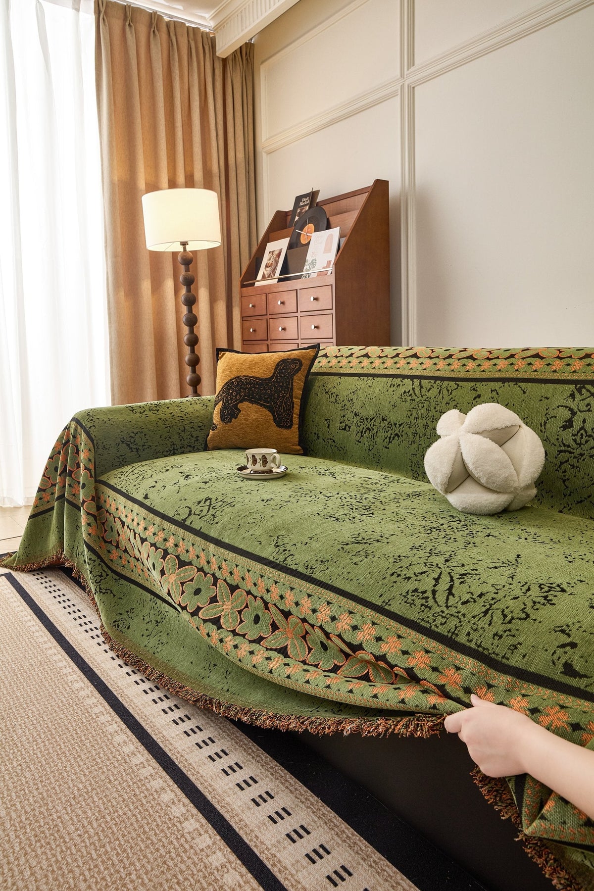 Plaid Elaris · Vert olive (vue 5)