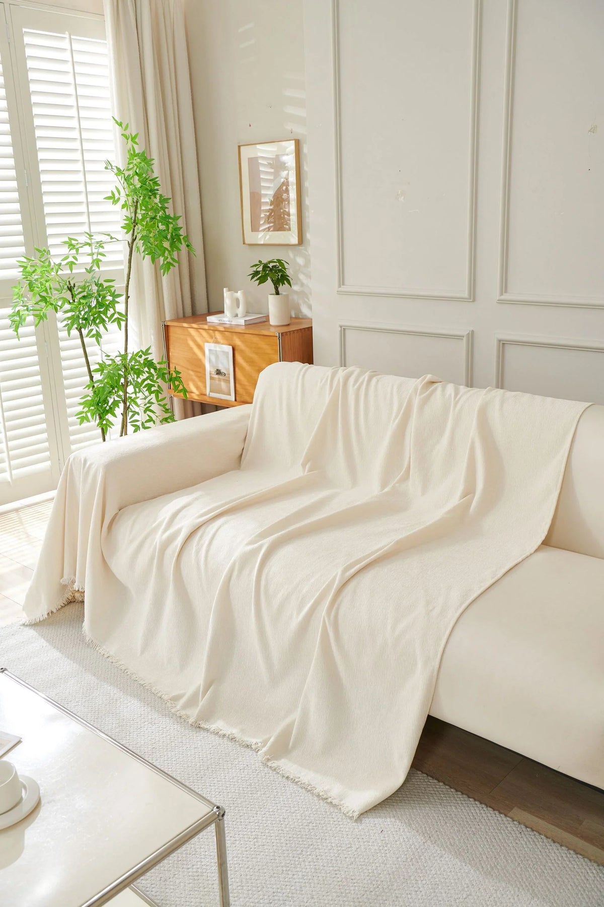 Plaid Elligate · Blanc cassé (vue 5)